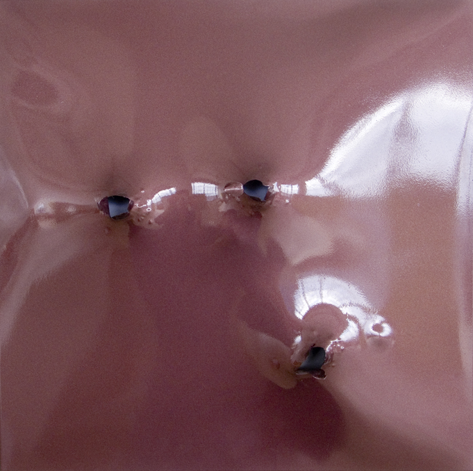 Spectrum Series 8, 2008, gunshot stainless steel, 18x18 in